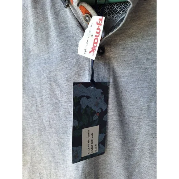 Steel & Jelly Men's Polo Shirt Gray 3 Button Collar Casual Golf Size M - Picture 2 of 6